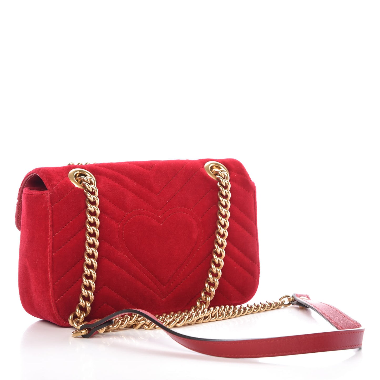 Velvet Matelasse Mini GG Marmont Shoulder Bag Hibiscus Red