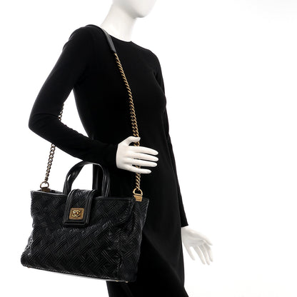 Chanel Calfskin Large Retro Girl Shopping Tote Black 2 of 12
