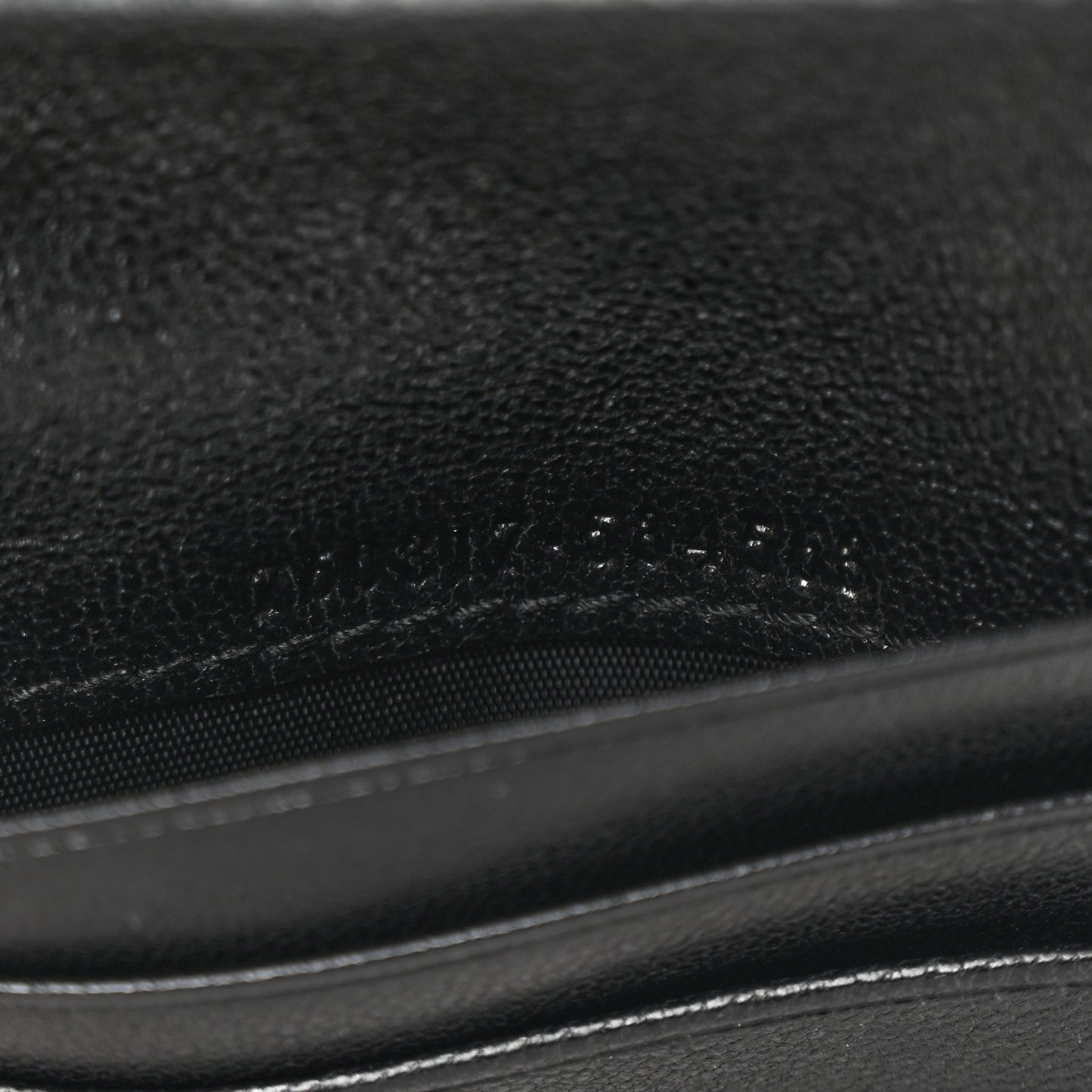 Sakai Be Green Calfskin Diagonal Stitched Blondie Card Case Wallet Black