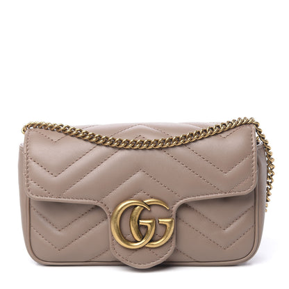 Gucci Calfskin Matelasse Super Mini GG Marmont Shoulder Bag Porcelain Rose 1 of 10