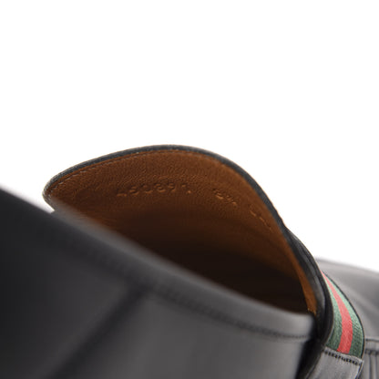 Gucci Velvety Calfskin Web Mens Noel Driver Loafers 8.5 Black 9 of 10