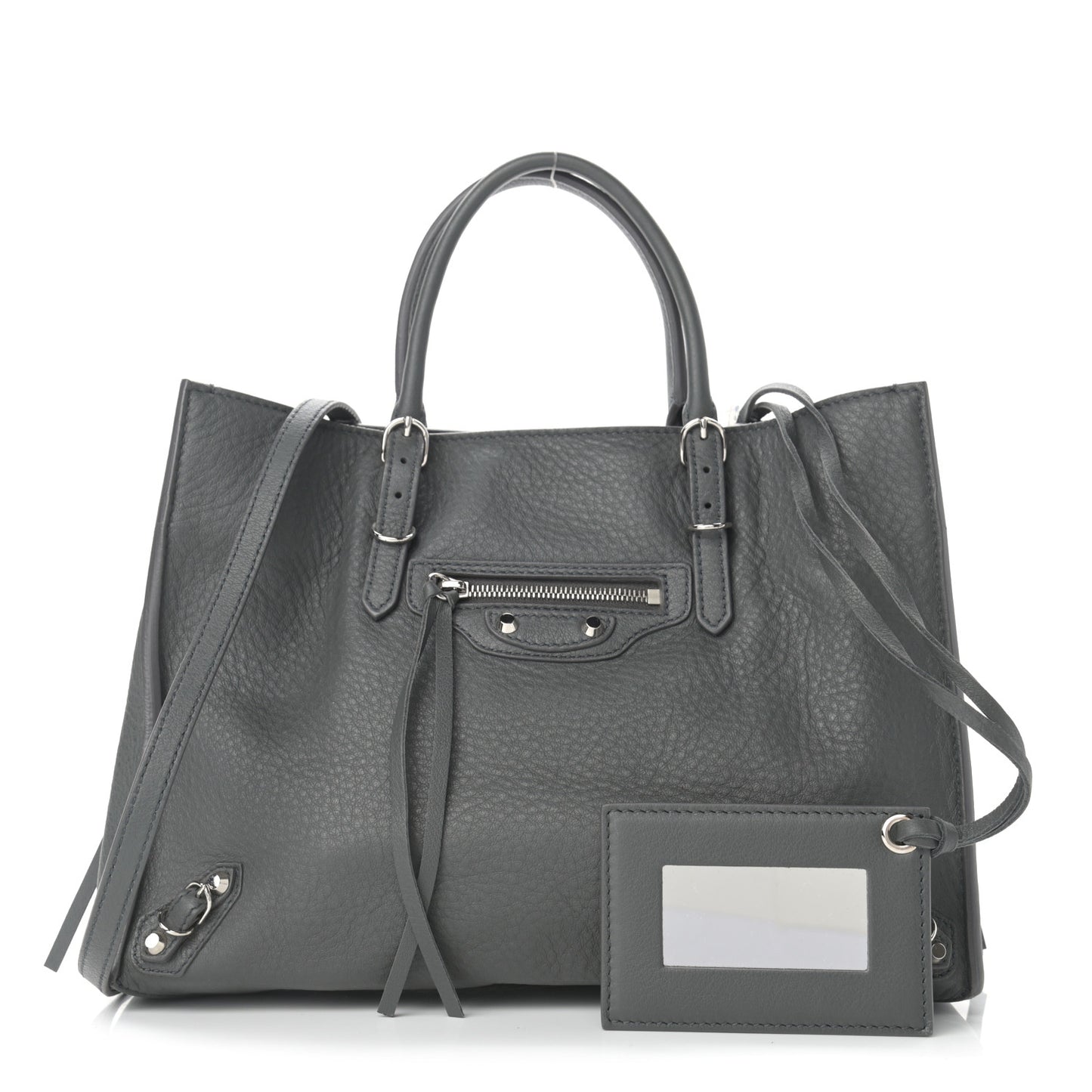 Veau Papier A6 Zip Around Tote Gris Fossile