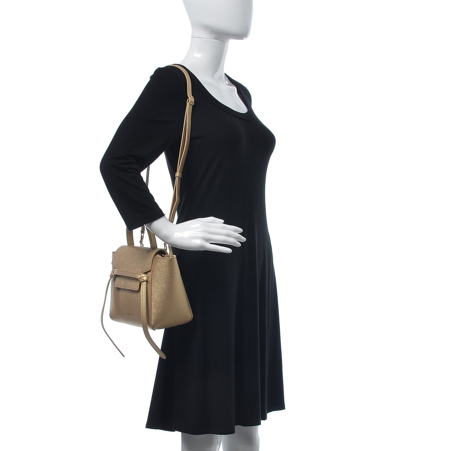 Laminated Calfskin Nano Belt Bag Gold