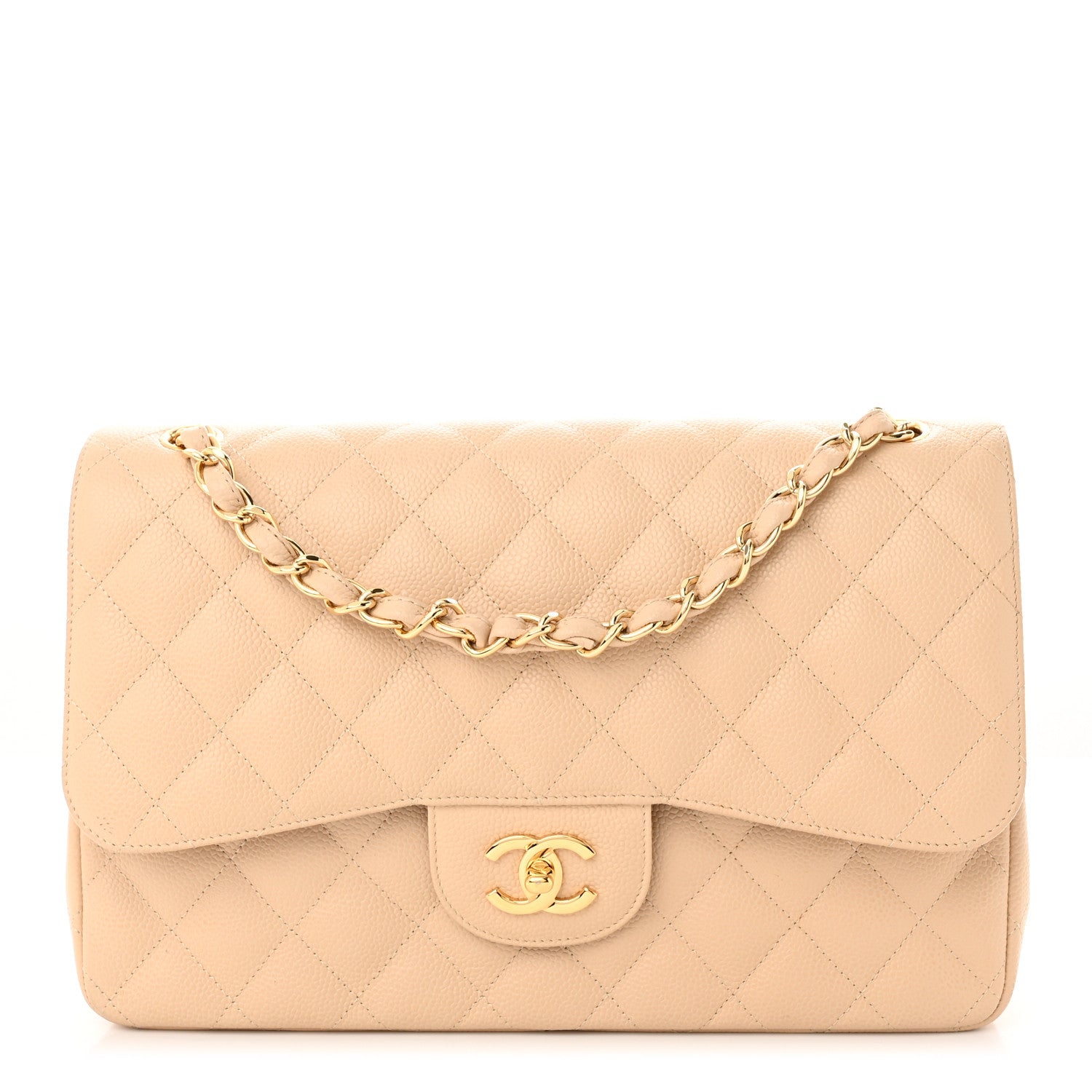 Chanel Caviar Quilted Jumbo Double Flap Beige 1 of 11