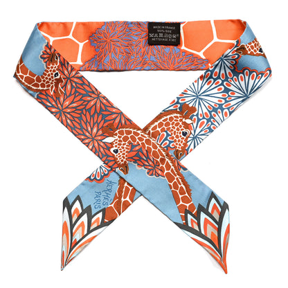 Hermes Silk The Three Graces Twilly Bleu Jean Orange Rouille 1 of 4