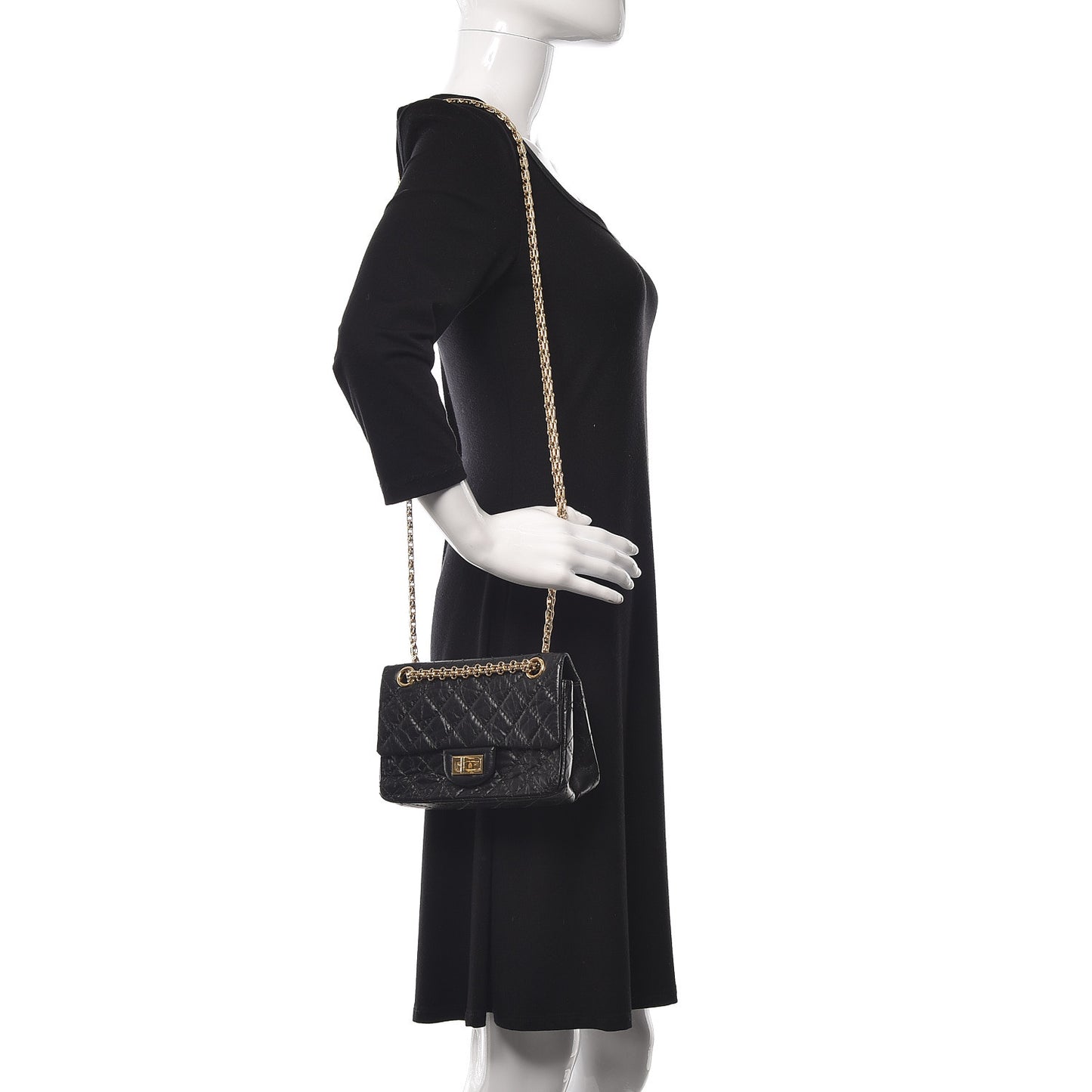 Aged Calfskin Quilted 2.55 Reissue Mini Flap Black