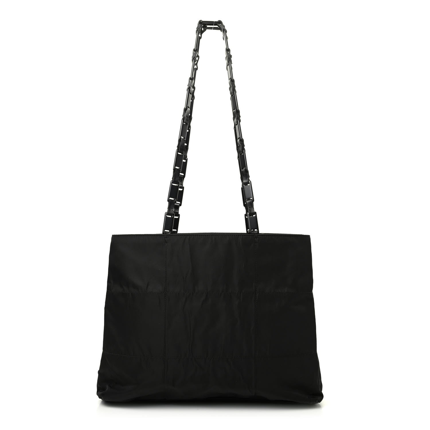 Prada Tessuto Nylon Calfskin Chain Tote Black 1 of 10