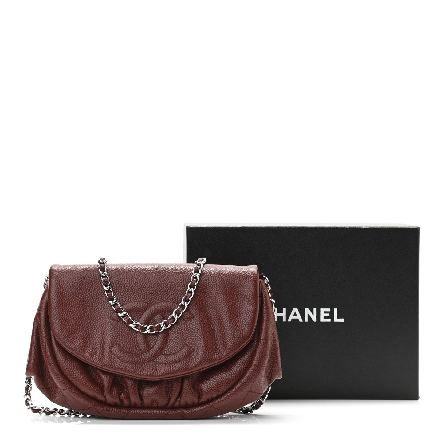 Caviar Half Moon Wallet On Chain WOC Bordeaux