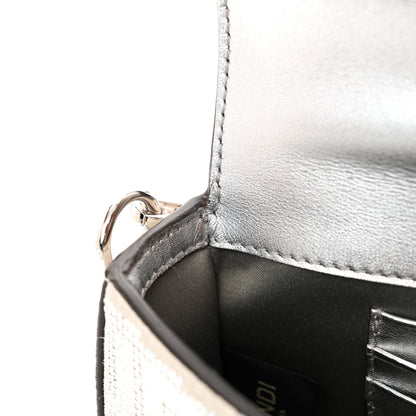 Fendi Crystal Vitello Laminato FF Mini Baguette Crystal Argento 12 of 13