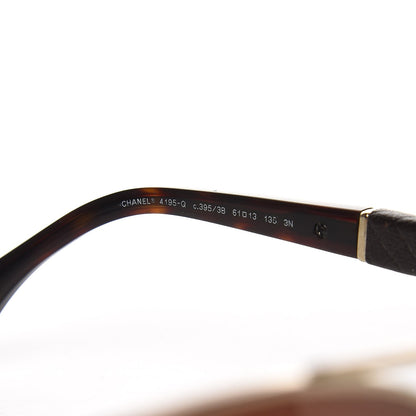 Chanel Lambskin Quilted CC Aviator Sunglasses 4195-Q Brown Gold 6 of 9