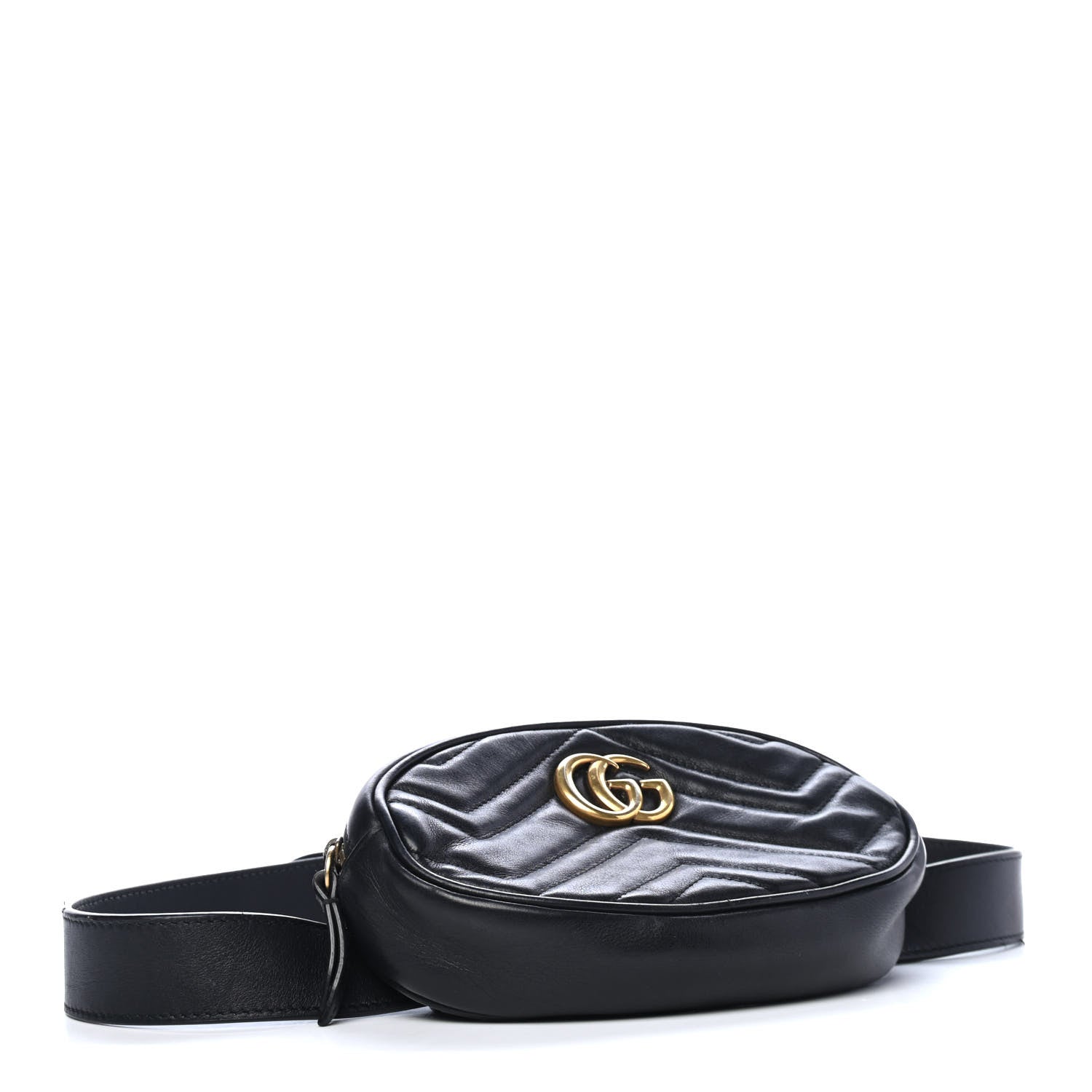 Gucci Calfskin Matelasse GG Marmont Belt Bag 85 34 Black 3 of 5