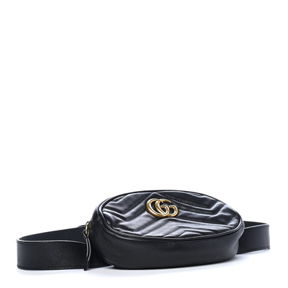 Gucci Calfskin Matelasse GG Marmont Belt Bag 85 34 Black 3 of 5