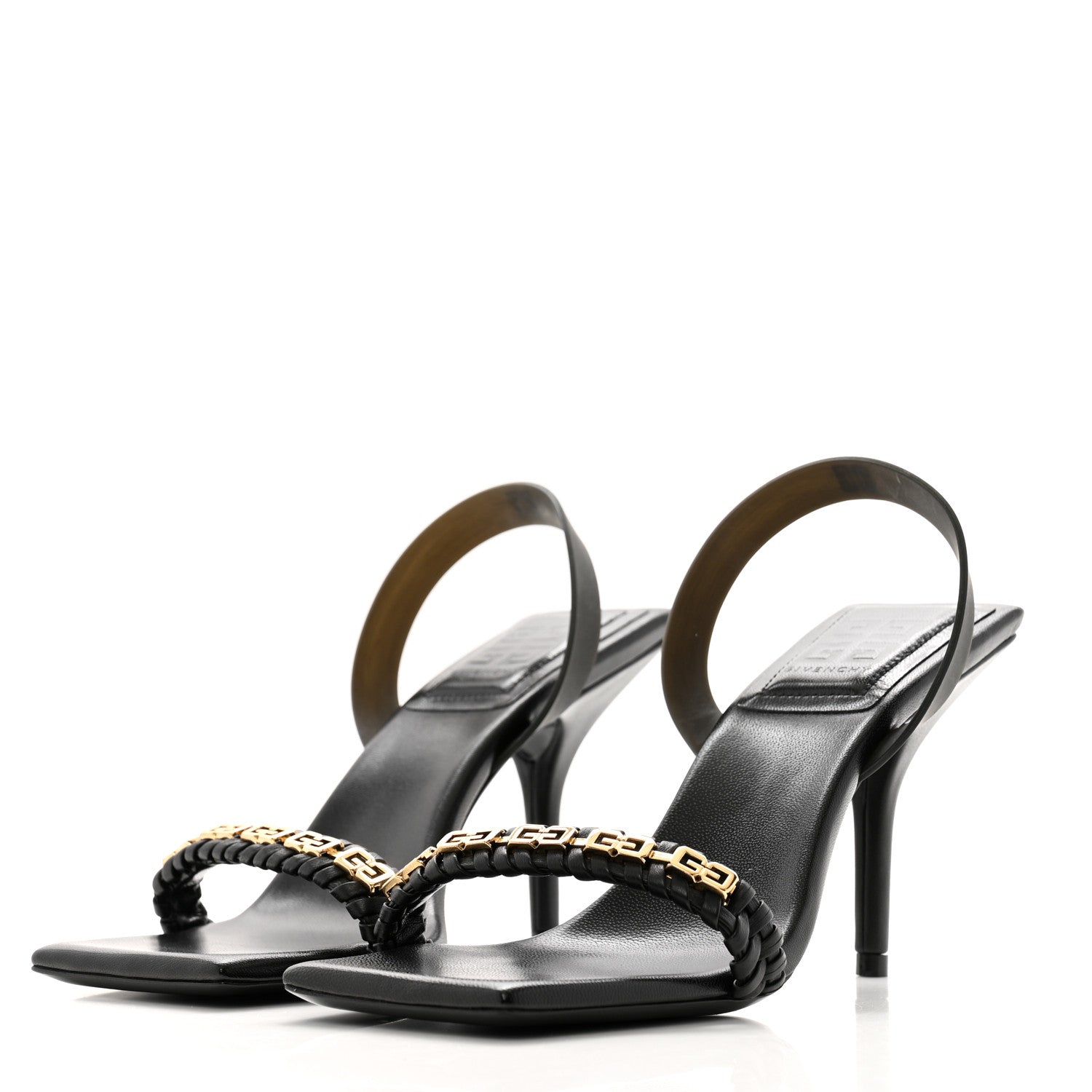 Givenchy Nappa Polyurethane G Woven Slingback 90mm Sandals 37 Black 4 of 10
