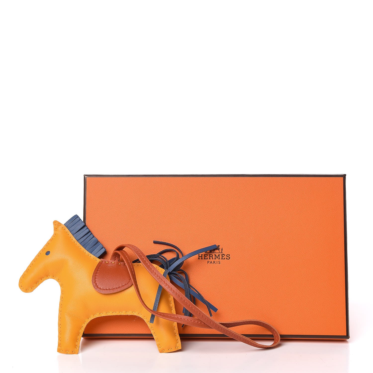 Hermes Milo Lambskin Grigri Rodeo Horse Bag Charm MM Jaune D'Or Bleu Agate Cornaline 4 of 4
