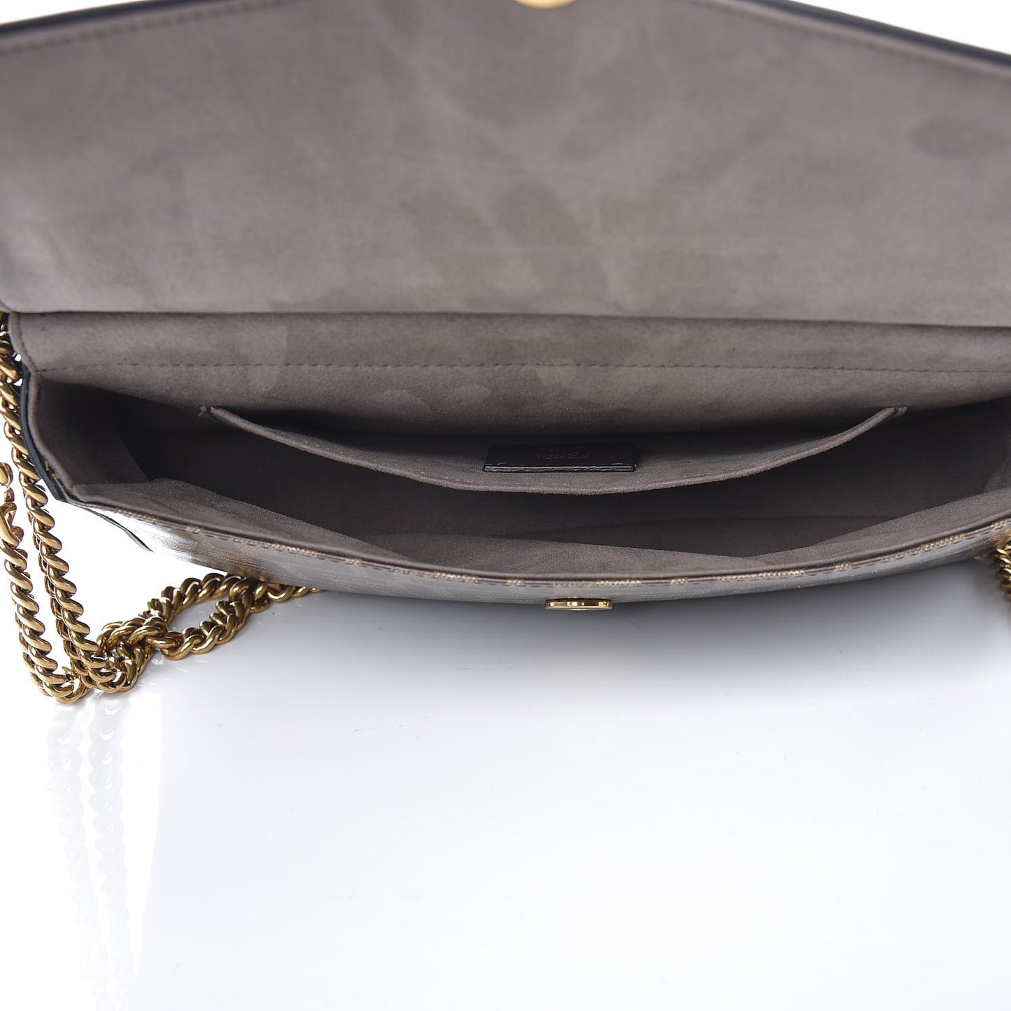 Vitello Grace Glazed Fabric FF 1974 Double F Shoulder Bag Black Mogano Panna