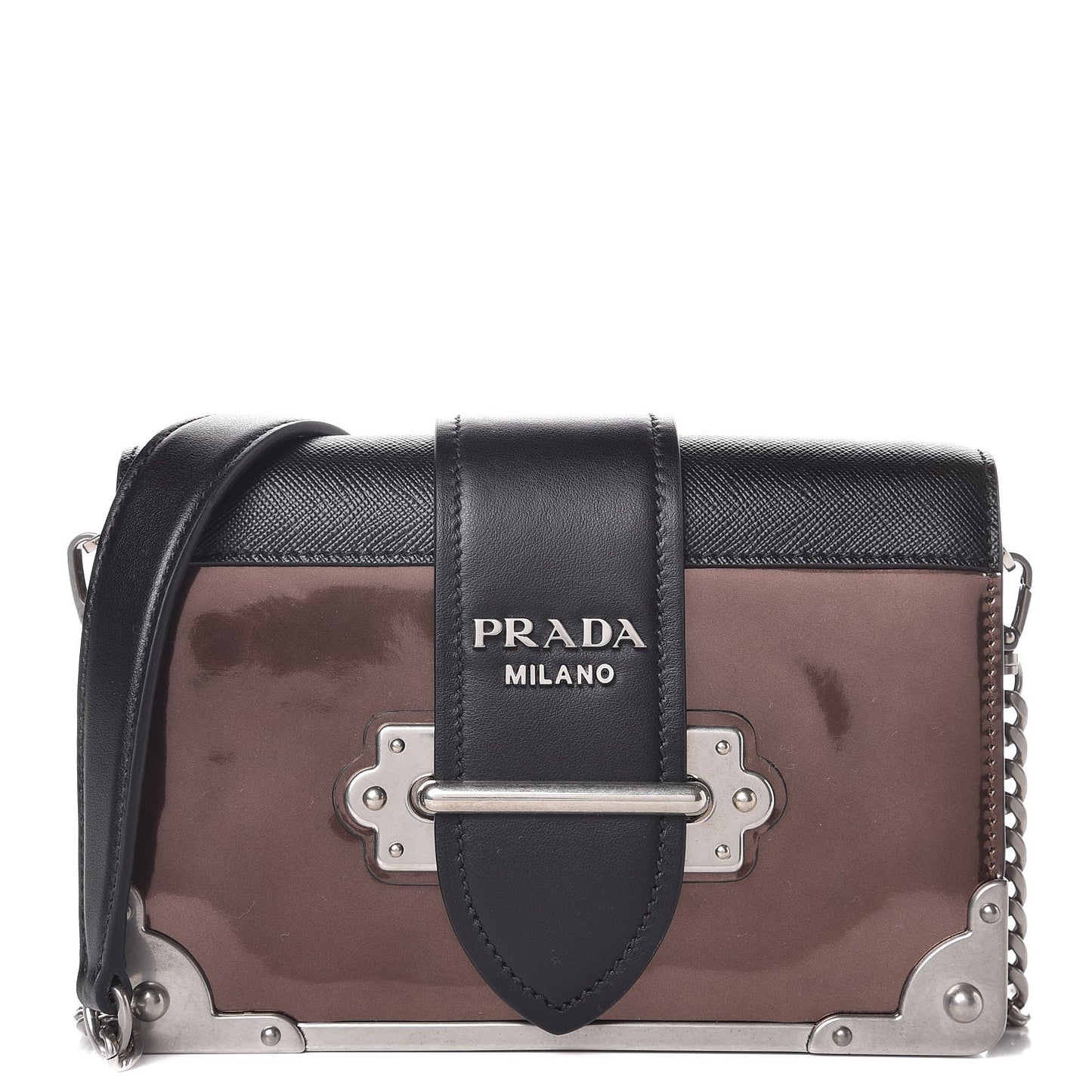 Metallic Vitello Saffiano Cahier Bag Cammeo Black