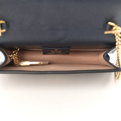 Gucci Textured Calfskin Super Mini Sylvie Chain Shoulder Bag Navy Gold 5 of 11