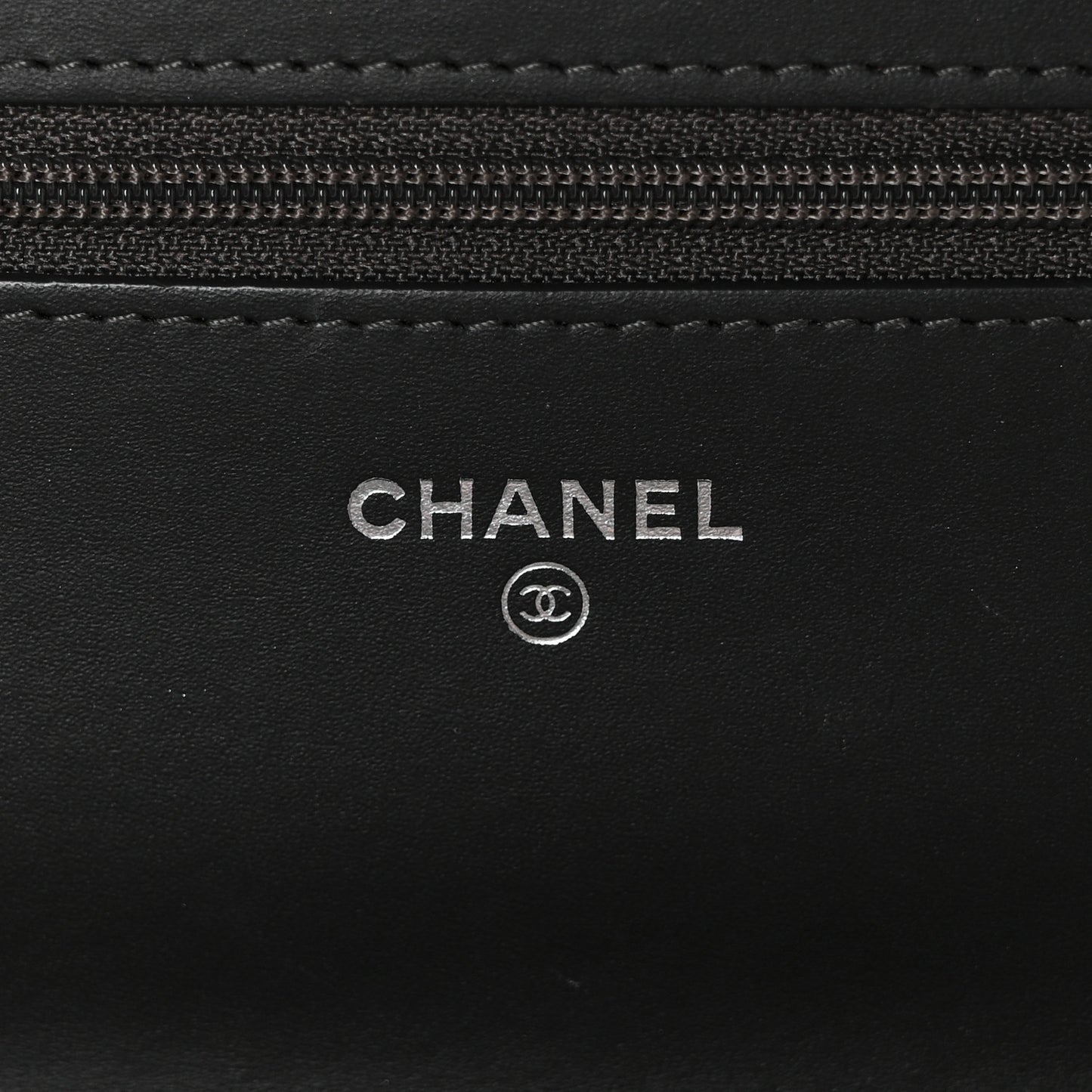 Patent Quilted Wallet On Chain WOC Dark Grey