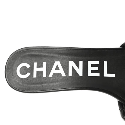 Chanel Lambskin Quilted Textured CC Mules 37 Black 5 of 9