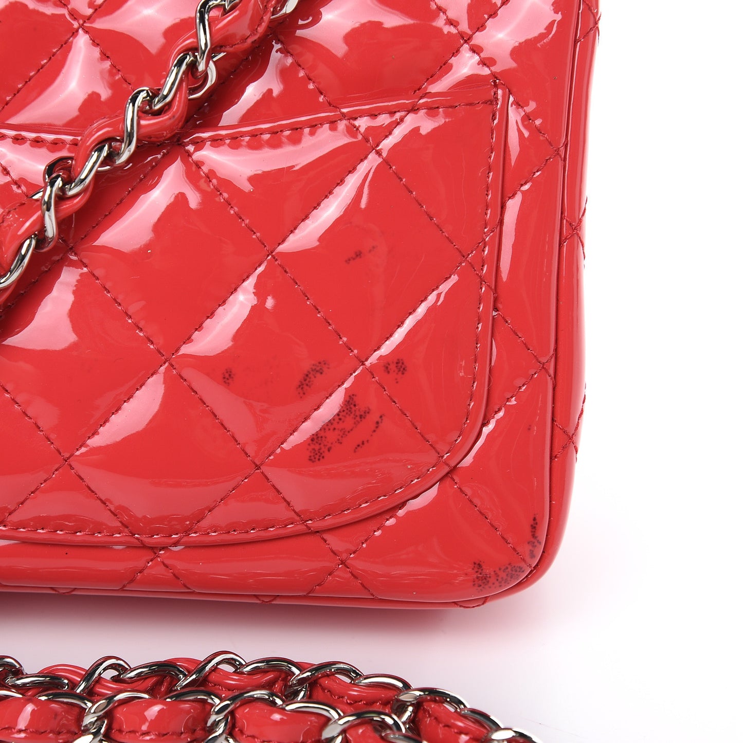 Patent Quilted Mini Square Flap Pink