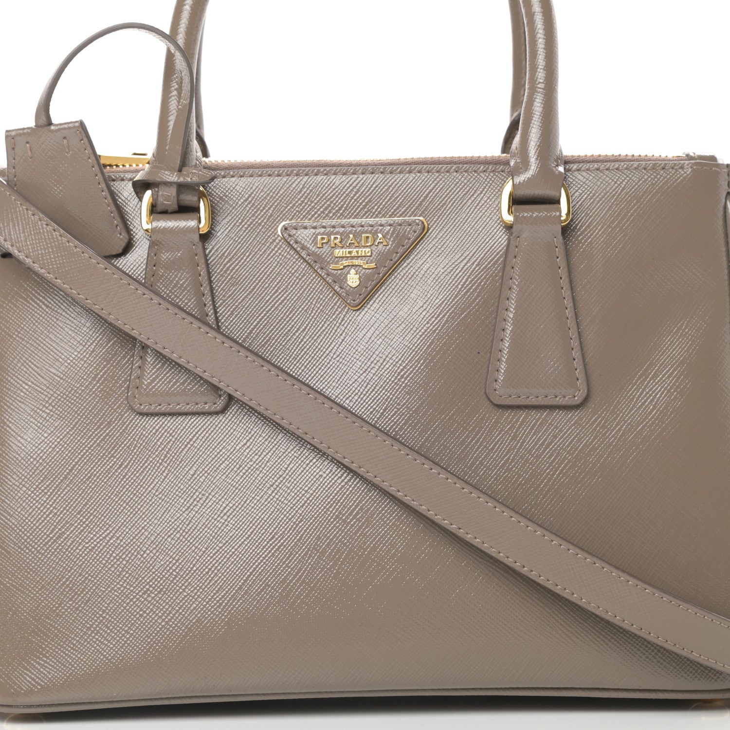 Prada Saffiano Vernice Mini Galleria Double Zip Tote Argilla 9 of 12