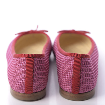 Chanel Grosgrain Cap Toe Ballerina Flats 38 Pink Red 5 of 10