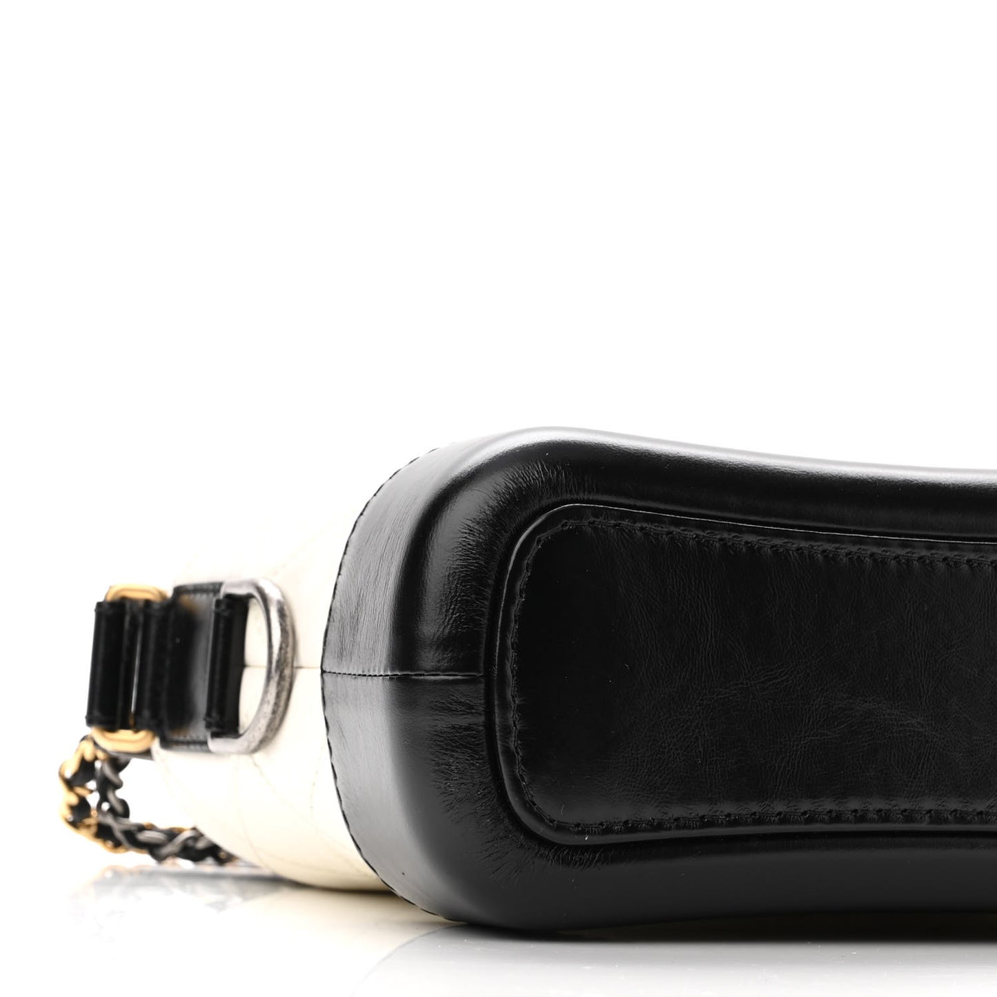Aged Calfskin Quilted Small Gabrielle Hobo Black White