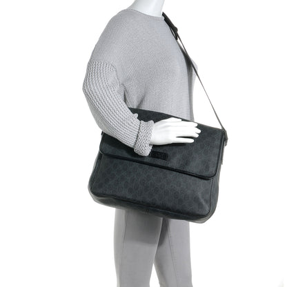 Gucci GG Plus Monogram Medium Flap Messenger Bag Black 2 of 8