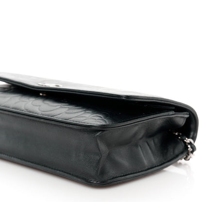 Chanel Lambskin Camellia Embossed Wallet on Chain WOC Black 12 of 12