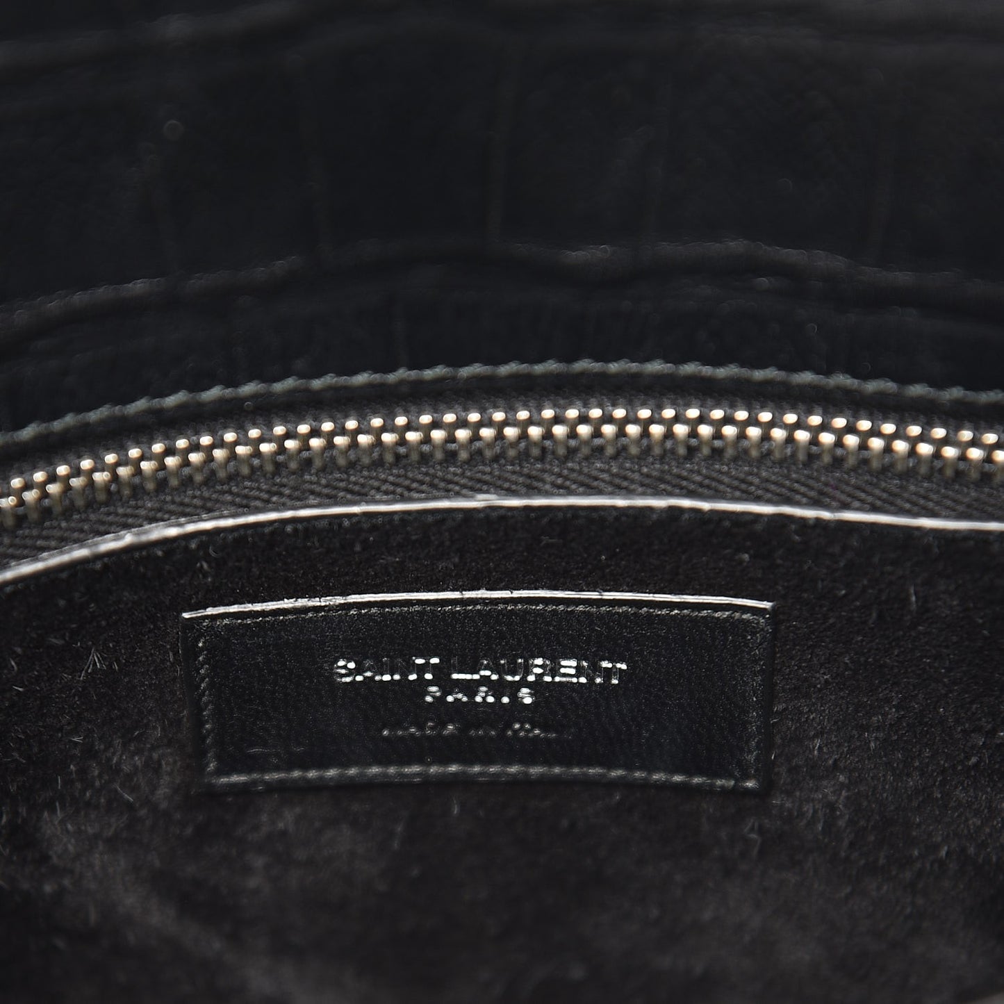 Calfskin Crocodile Embossed Small Sac de Jour Black