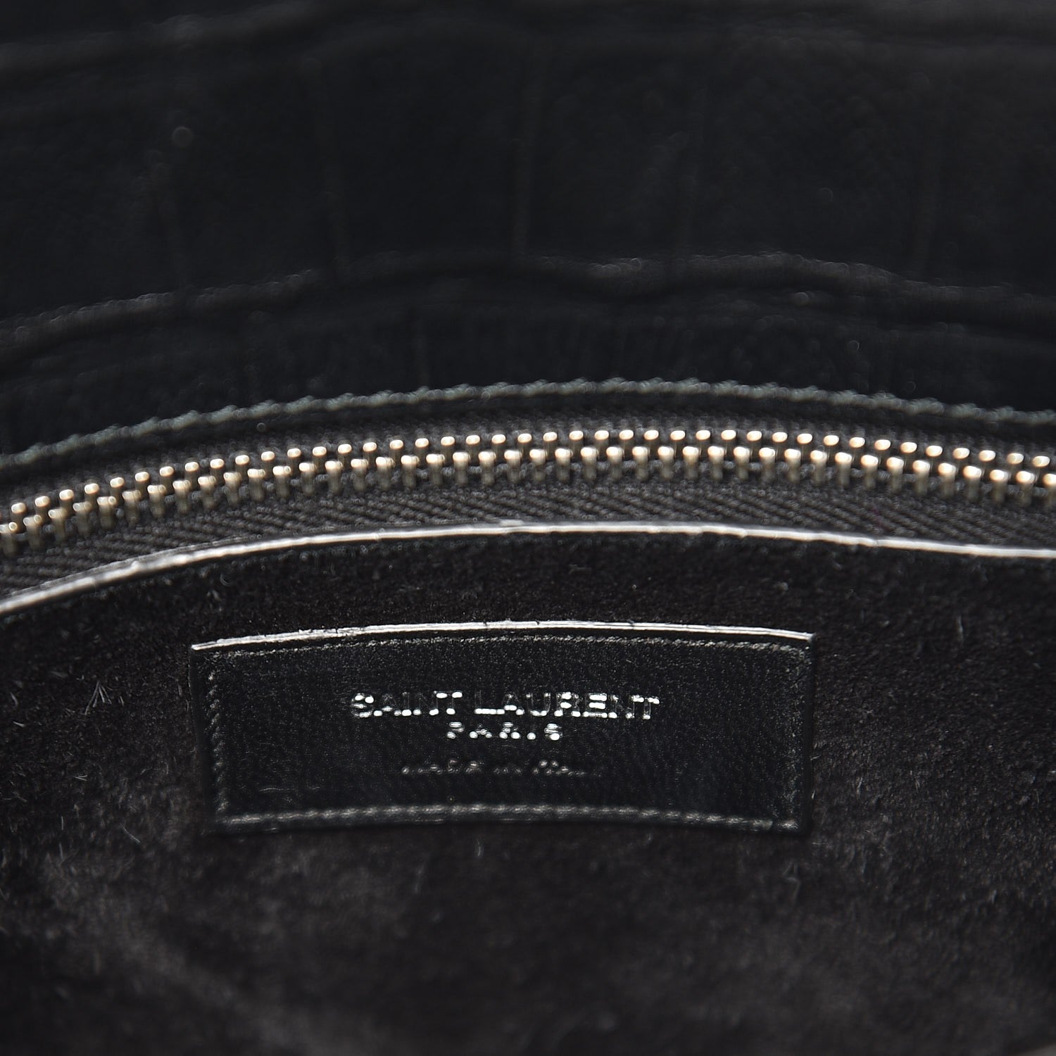 Saint Laurent Calfskin Crocodile Embossed Small Sac de Jour Black 6 of 11