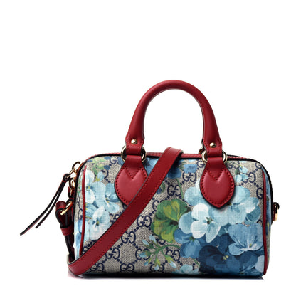 Gucci GG Supreme Monogram Blooms Mini Boston Navy Blue Hibiscus 1 of 10