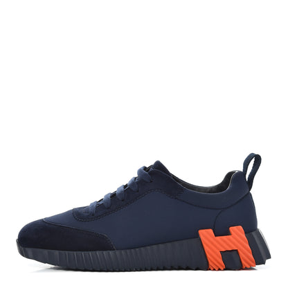 Hermes Technical Jersey Suede Goatskin Bouncing Sneakers 36 Marine 1 of 11