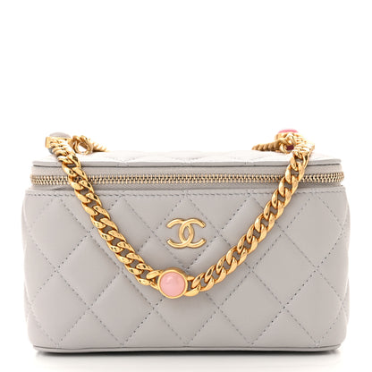 Chanel Lambskin Resin Quilted Vanity Case With Chain Grey 1 of 11