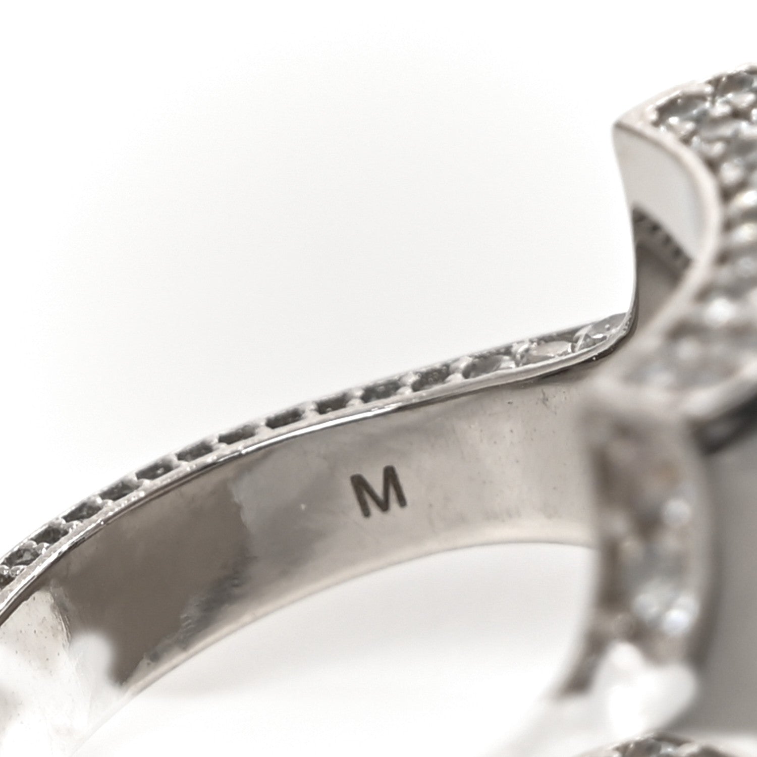 Gucci Metal Crystal Logo Square Signet Ring M Silver 4 of 4