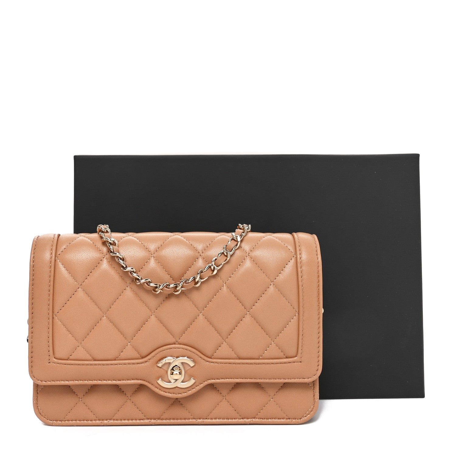 Chanel Lambskin Quilted Hold The Line Wallet On Chain WOC Dark Beige 12 of 12