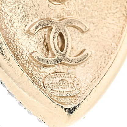 Chanel Pearl Crystal CC Heart Earrings Gold Black 4 of 5