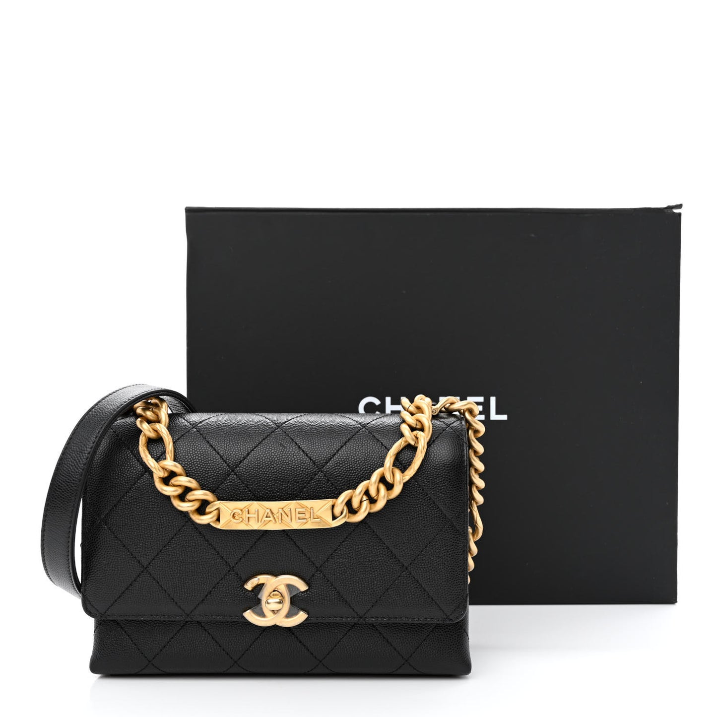 Caviar Quilted Mini Bracelet On Chain Flap Black