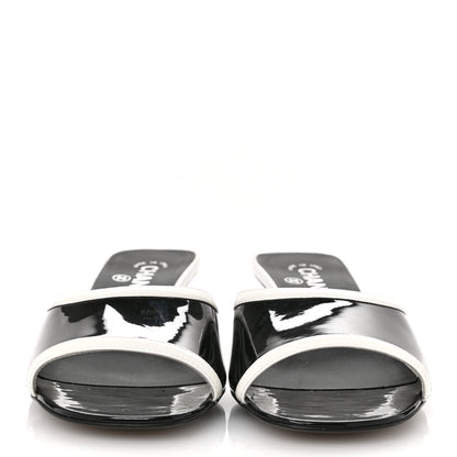 Chanel Patent Calfskin Mules 39 Black White Grey 3 of 8