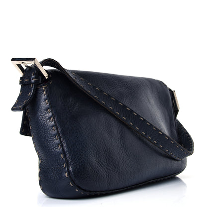 Fendi Calfskin Romano Selleria Baguette Dark Blue 2 of 4