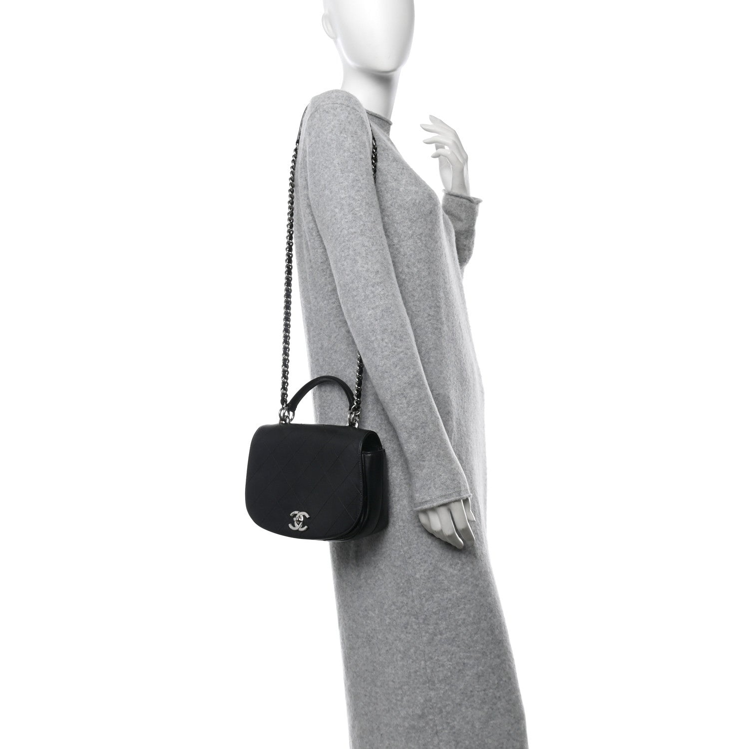 Chanel Calfskin Stitched Ring My Bag Flap Crossbody Bag Black 2 of 11