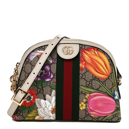 Gucci GG Supreme Monogram Flora Web GG Small Ophidia Dome Shoulder Bag White 1 of 12
