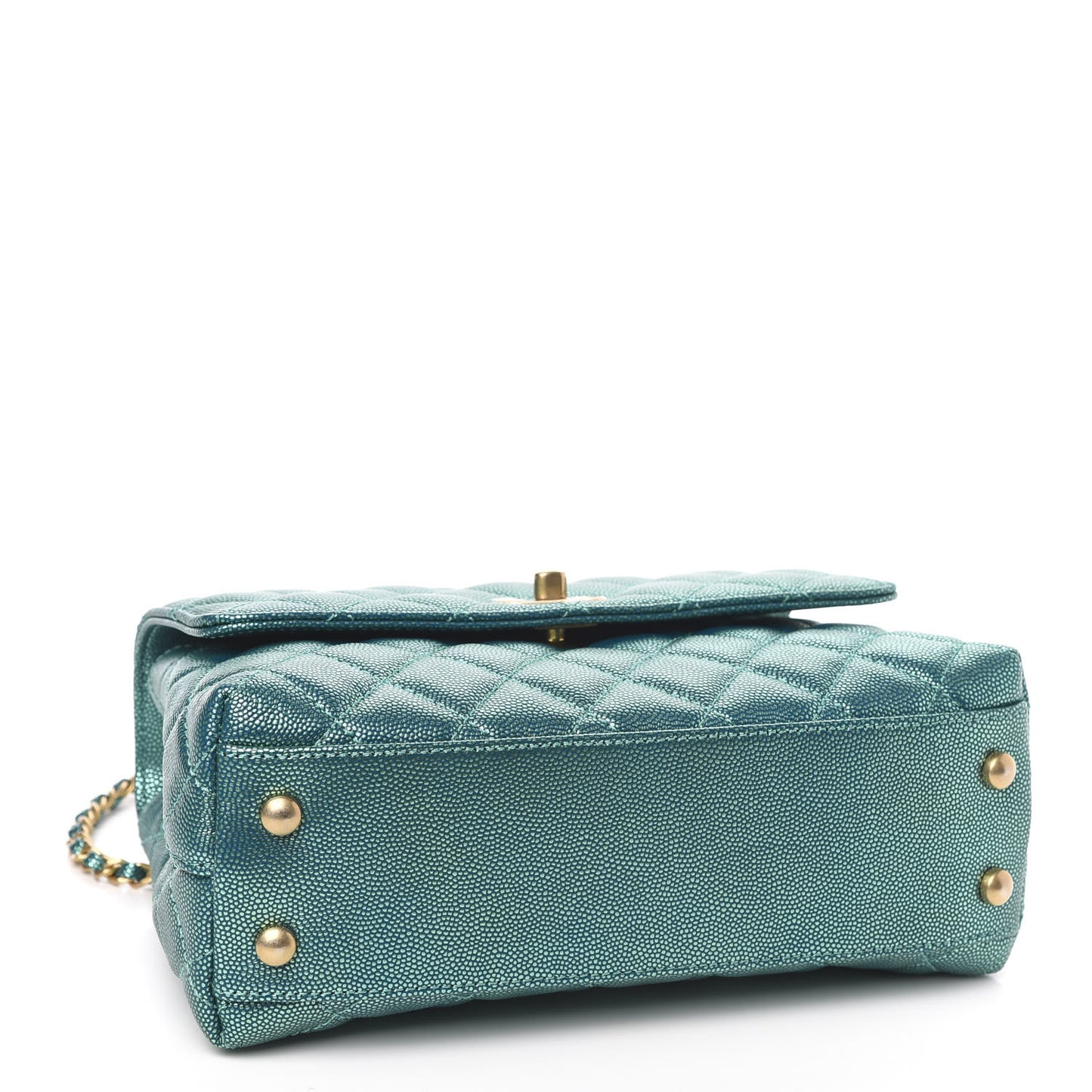 Metallic Caviar Quilted Mini Coco Handle Flap Blue
