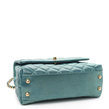 Chanel Metallic Caviar Quilted Mini Coco Handle Flap Blue 4 of 11