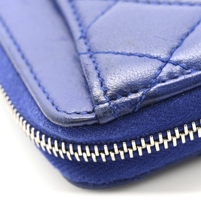Chanel Lambskin Quilted Zip Around Coin Purse Wallet Blue 11 of 14