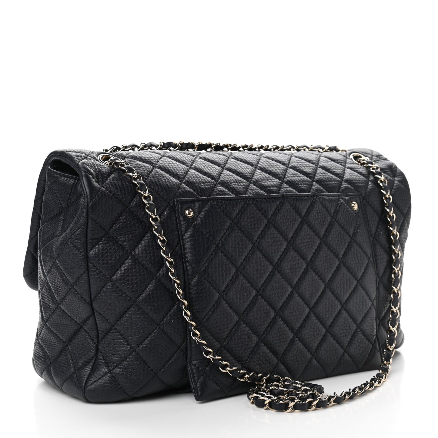 Calfskin Quilted Small XXL Travel Flap Bag Navy