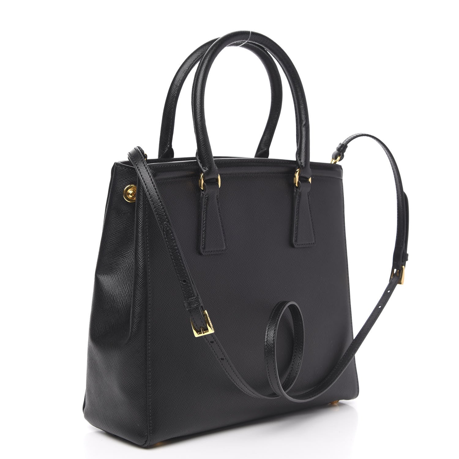 Prada Saffiano Lux Small Parabole Tote Black 3 of 9