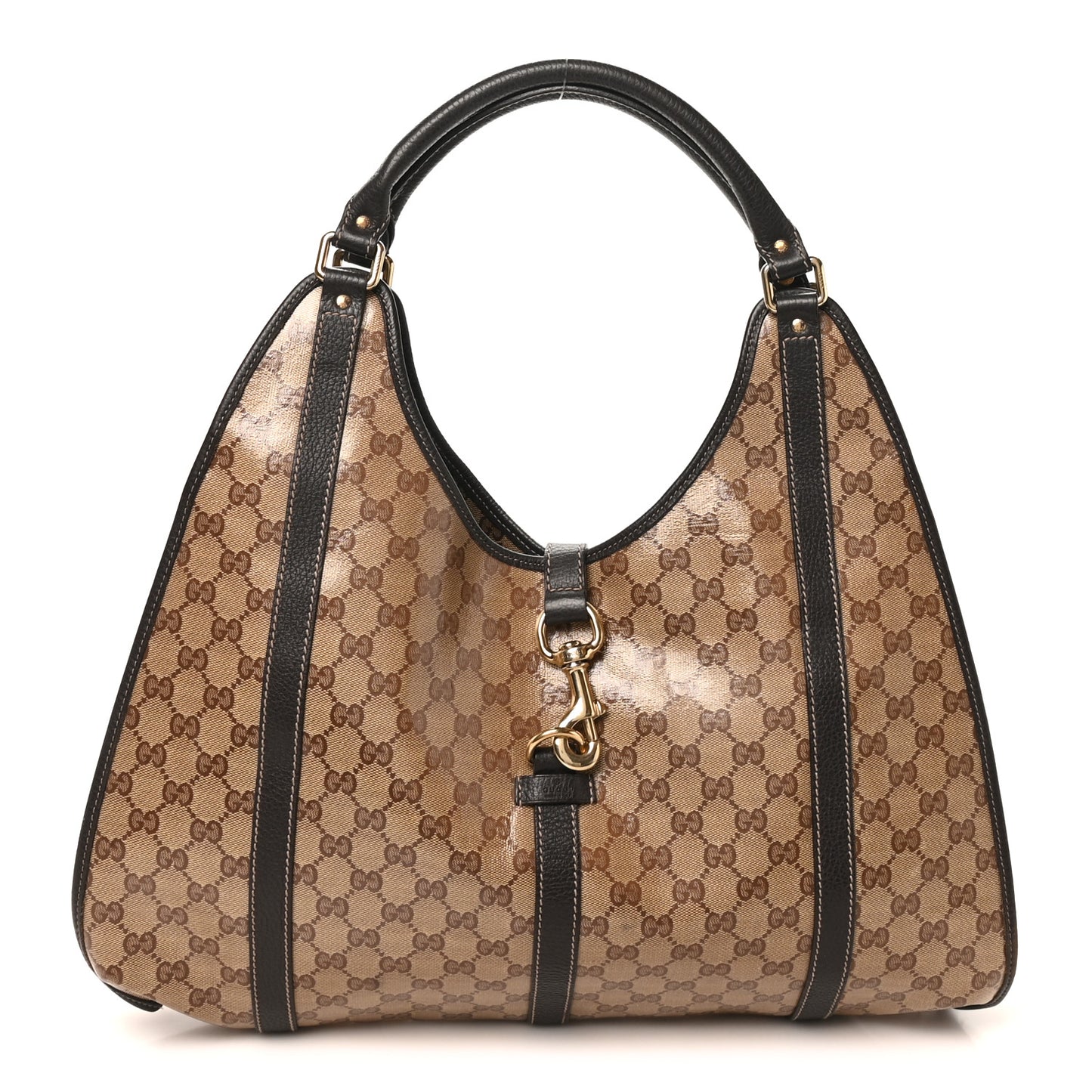Crystal Monogram Dollar Calfskin Medium Joy Shoulder Bag Beige Ebony Testa di Moro