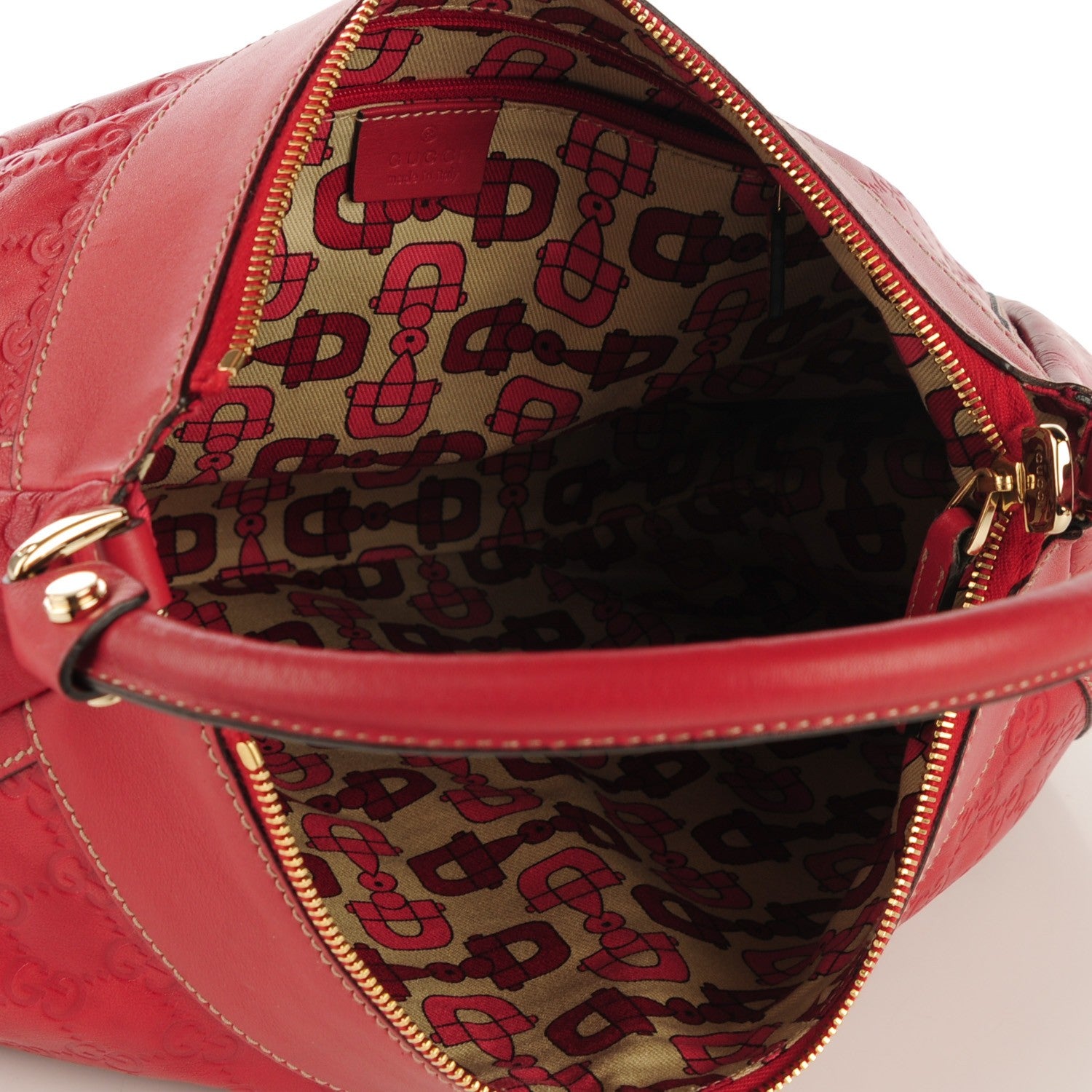 Gucci Guccissima Large D Gold Hobo Red 5 of 7
