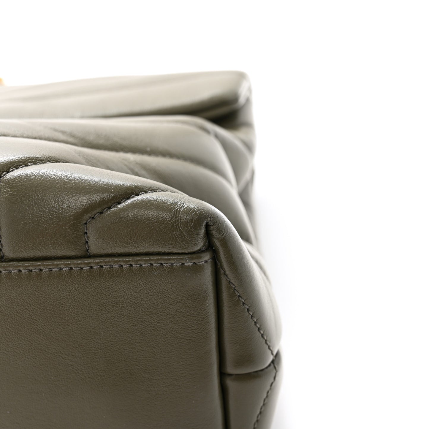 Calfskin Y Quilted Monogram Medium Loulou Chain Satchel Grey Kaki